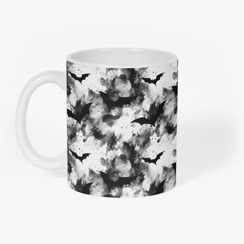 Nocturnal Revenge Abstract Bats On White