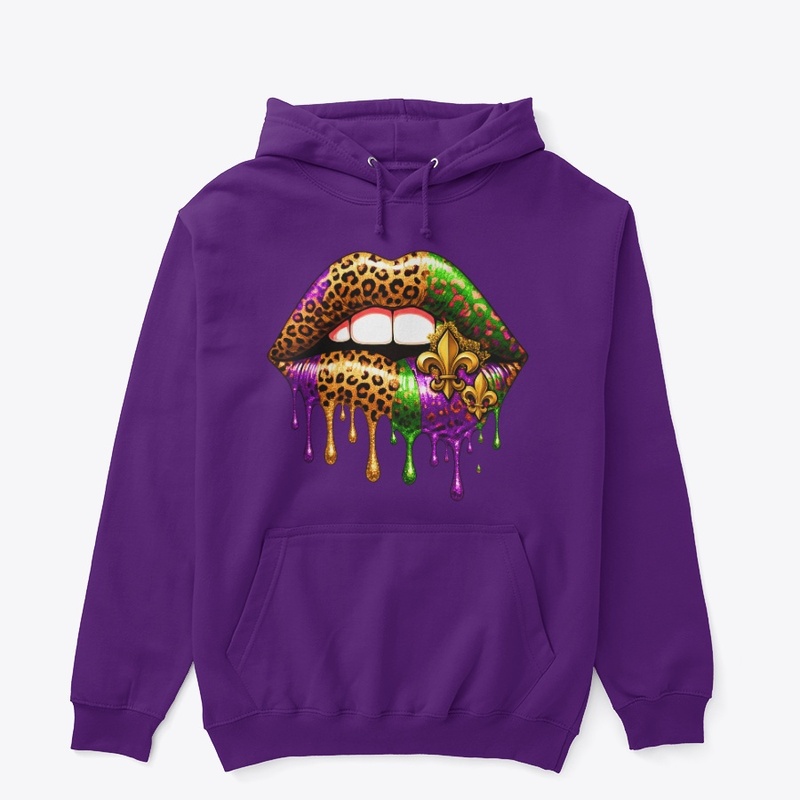  Leopard Print Mardi Gras Lips Drip Lip