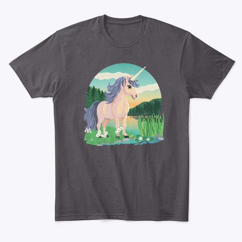 cute unicorn in a summer landscape