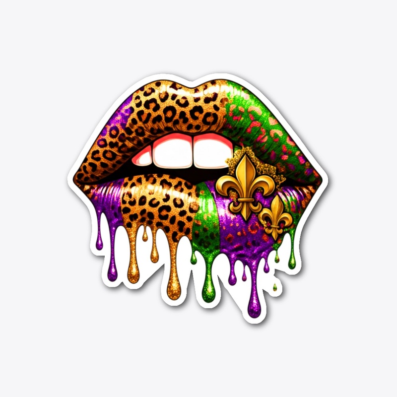  Leopard Print Mardi Gras Lips Drip Lip