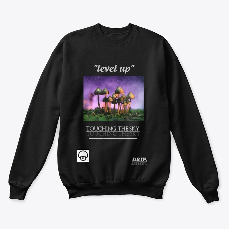 "Level up" designer shroom merch
