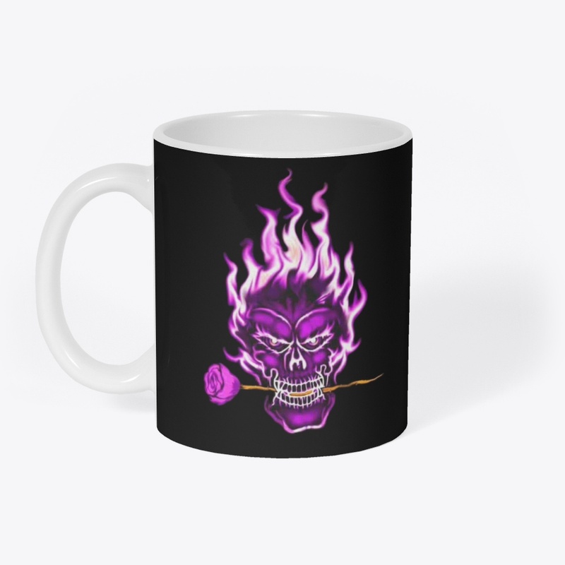"Black Flaming Skull Tee" 