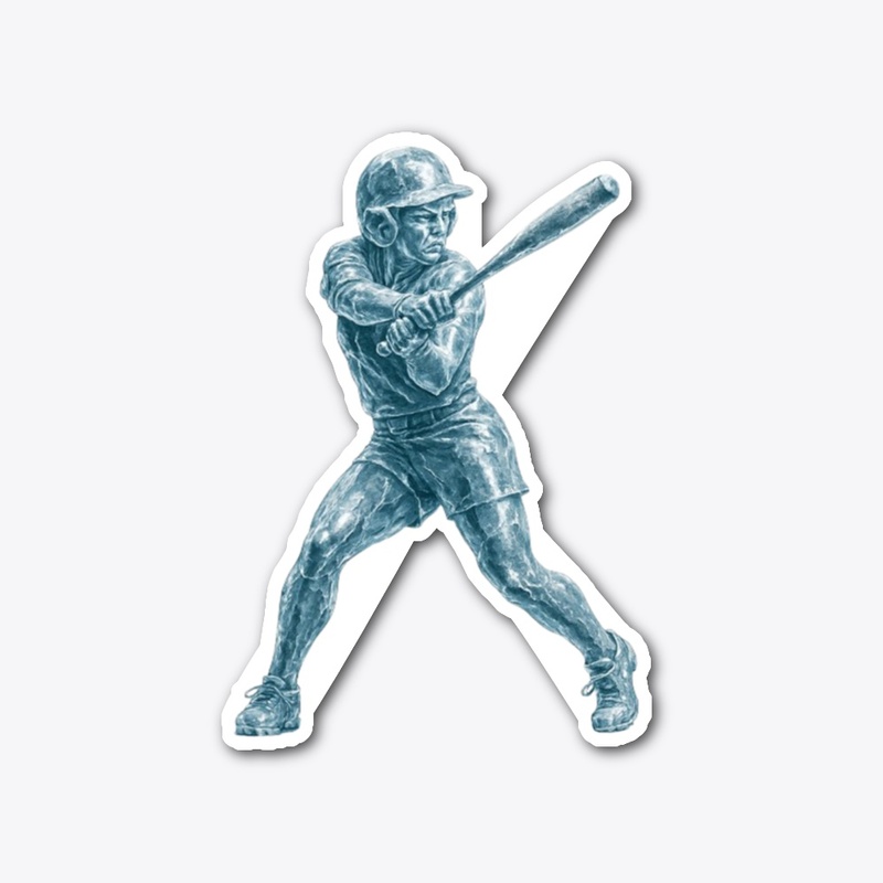 Metallic Baseball Batter Statue