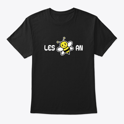 Les Bee An  Lesbian Bee Gay Pride Black T-Shirt Front