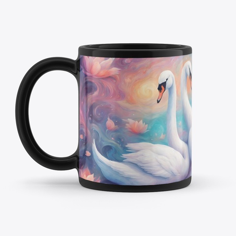 Soulmates Twin Flames Swans Black T-Shirt Front