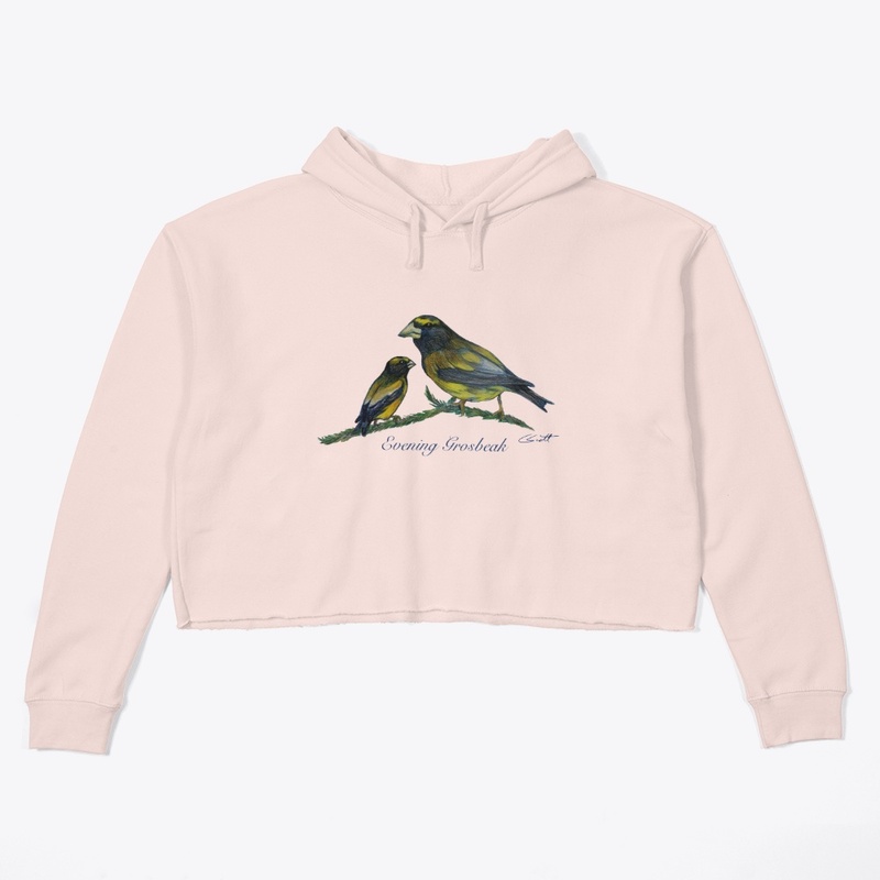 Woman's Crop Hoodie - Evening Grossbeak