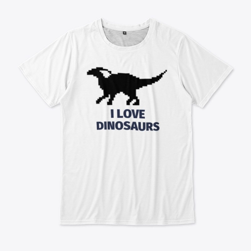 Pixel Art Dinosaur 8 White