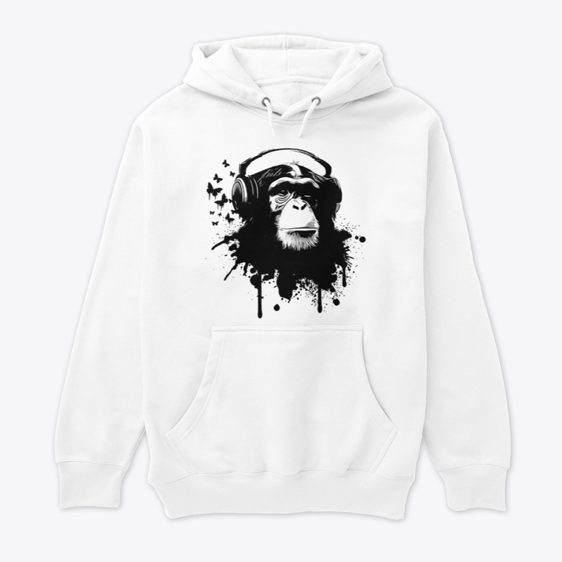 Chimpanzee With Head phones Apparel 