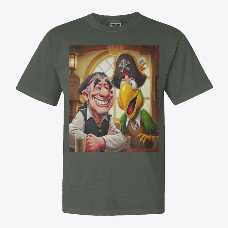 A MAN WITH PARROT T.SHIRT 