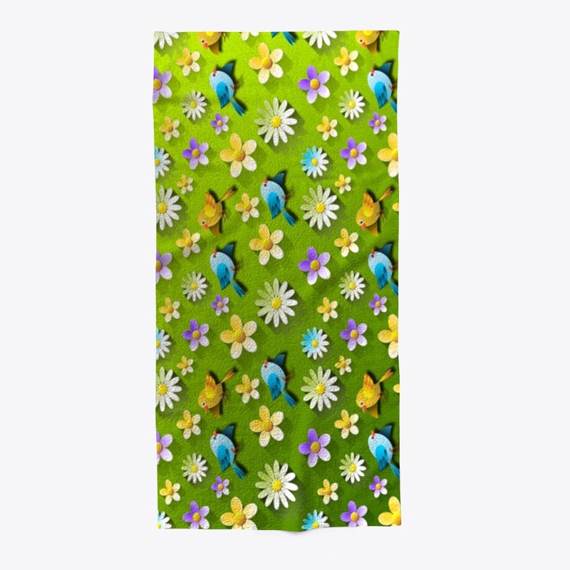 Floral Bird Beach Towel