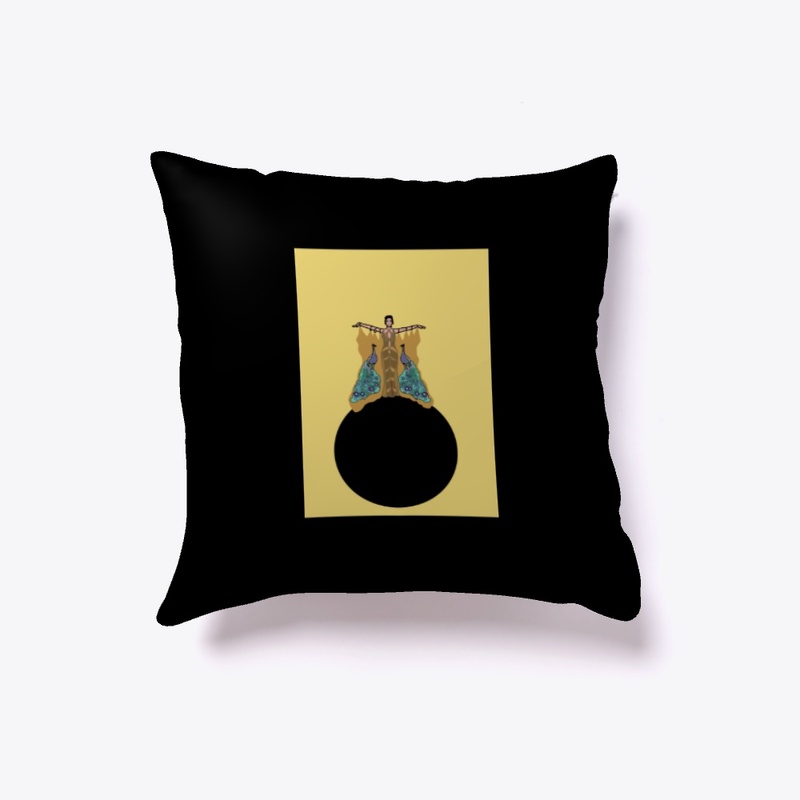 Art Deco Peacock Lady on Yellow
