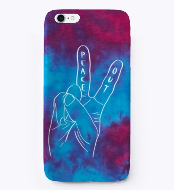 BLUE & PURPLE TIE DYE PEACE OUT | WHITE