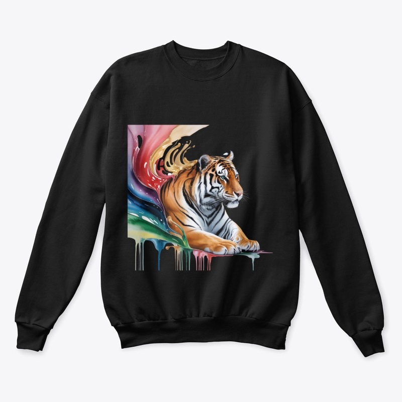Tiger Emerging from Vibrant Paint Splash