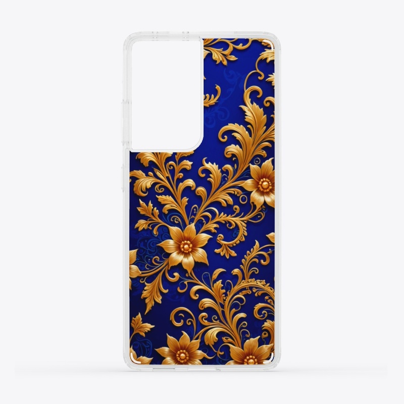 Regal Flourish: Lux Gold on Royal Blue