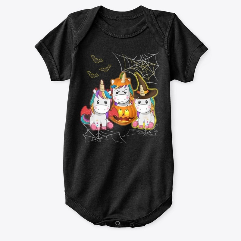 Halloween Unicorn Witches With Pumpkins 