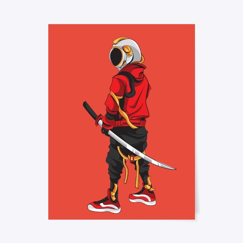 Astronaut Samurai Poster