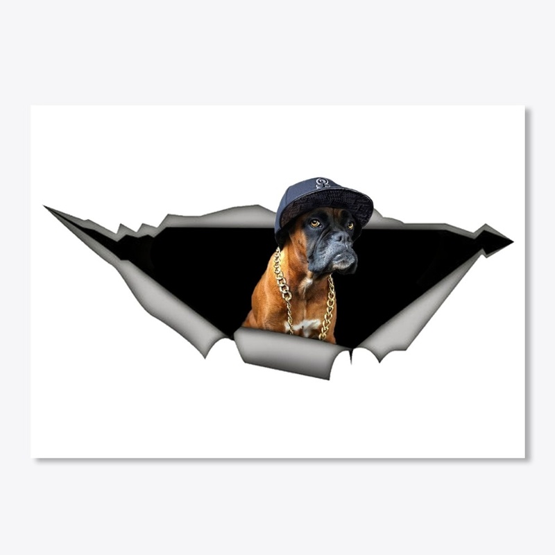 Boxer Dog with Hat decal