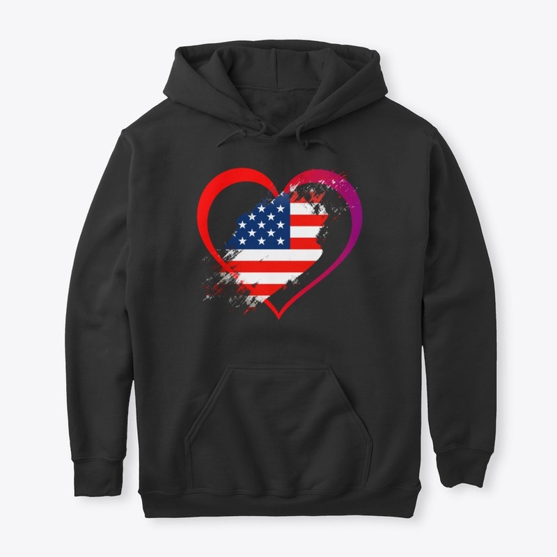 american flag in heart beautiful design 