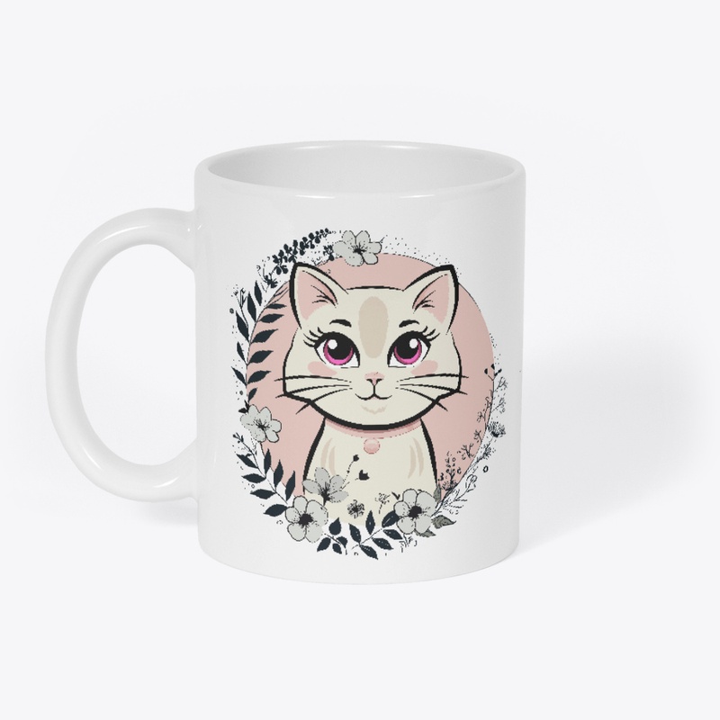Elegant Floral Cat Mug