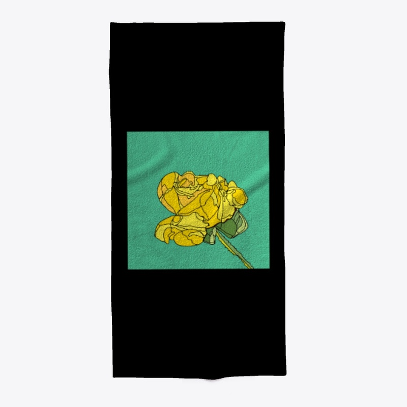 Yellow Rose on Seafoam Green