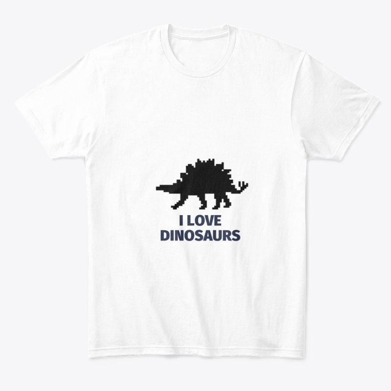 Pixel Art Dinosaur 10 White