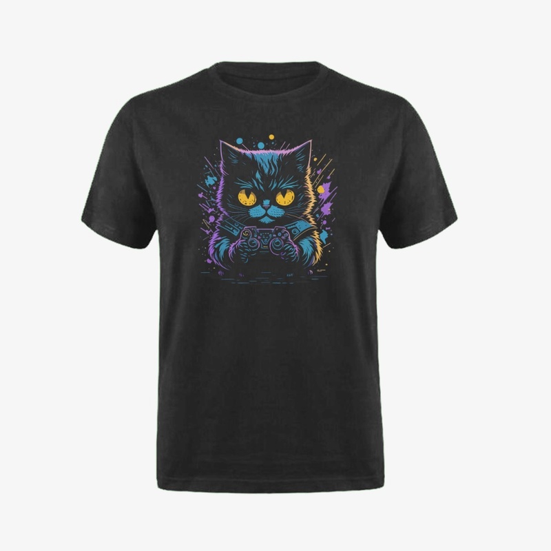 Neon Gamer Cat Power