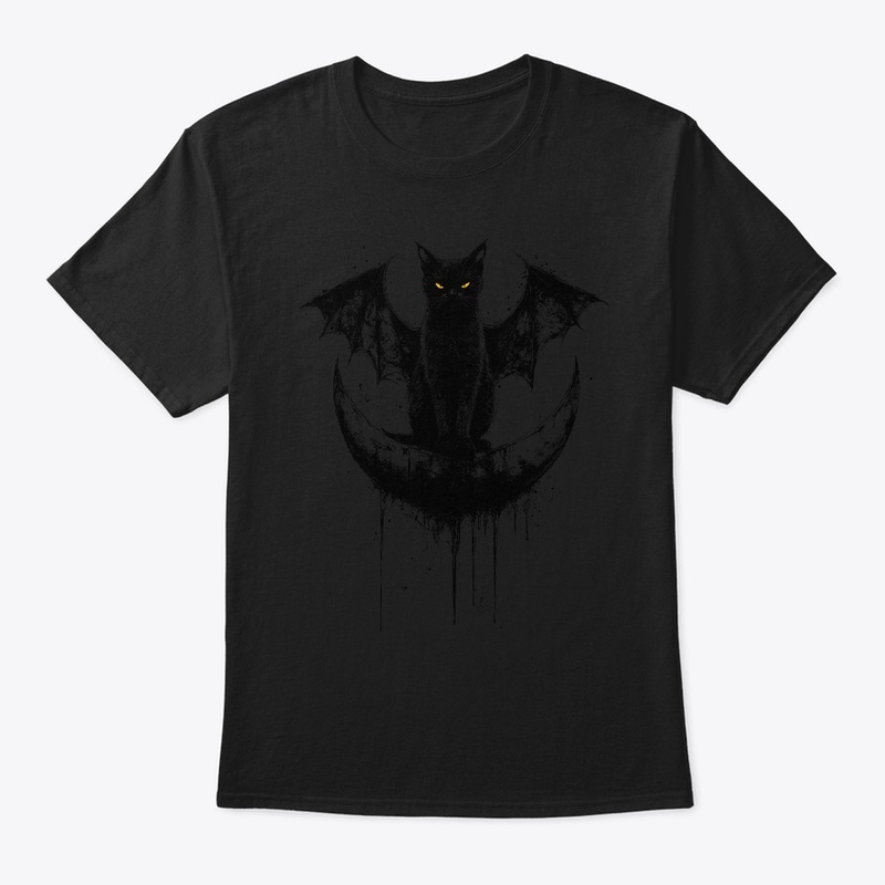  Gothic Black Cat Bat Wings Crescent