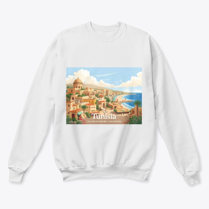 Tunisia Coastal Cityscape Art