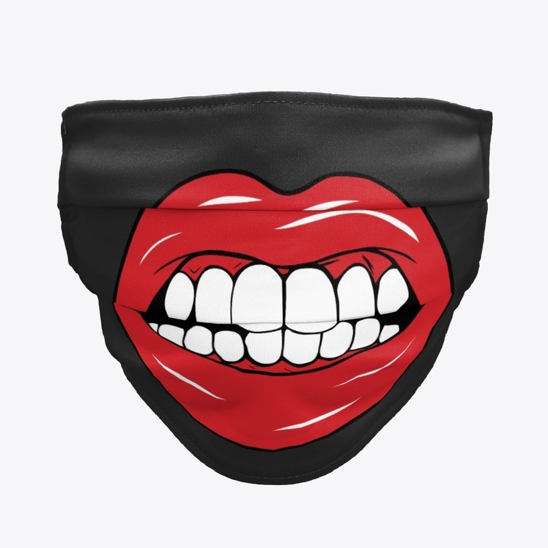 Red Lips with teeth Face Mask