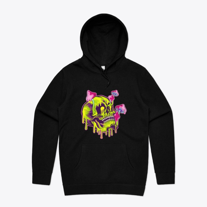 Psychedelic Skull and Mushrooms