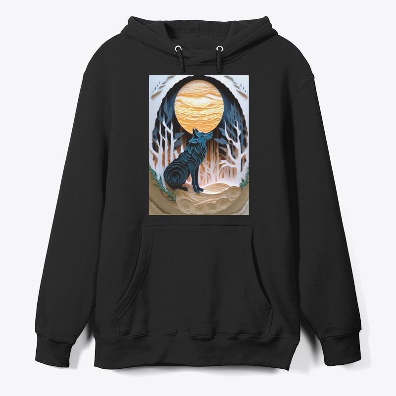 Carved Wolf under Full Moon
