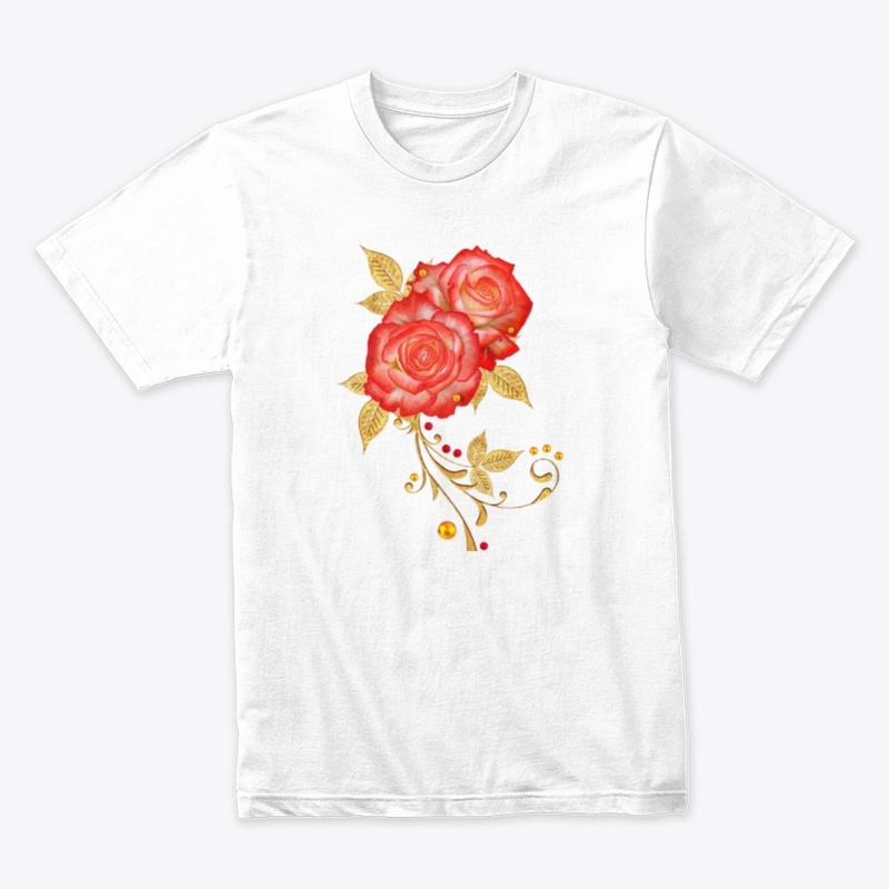 Pink Rose On Tshirt