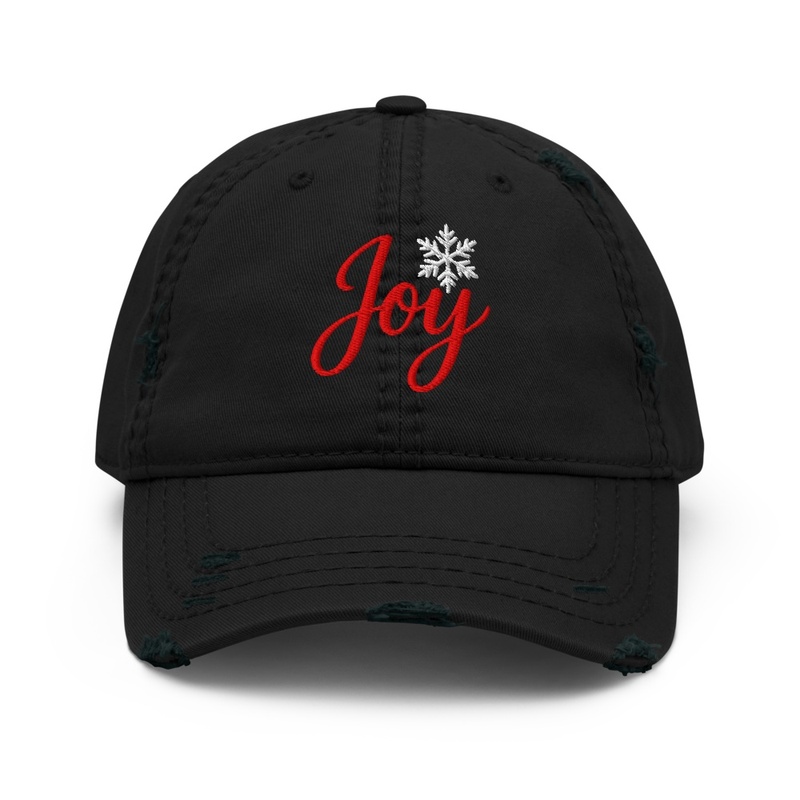 Joy Snowflake embroidered Distressed Hat