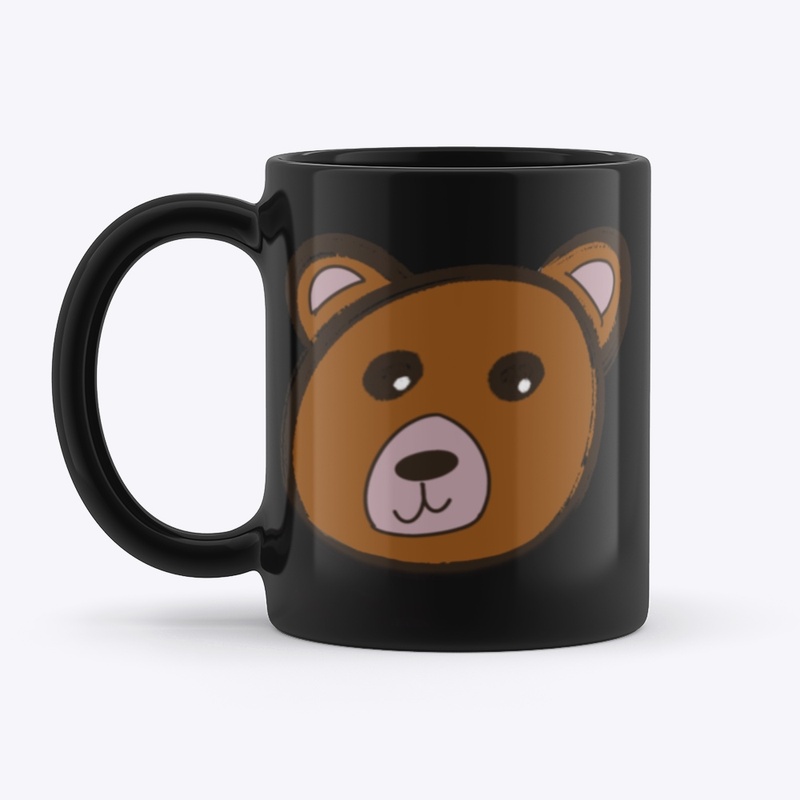 Happy Bear Black Mug