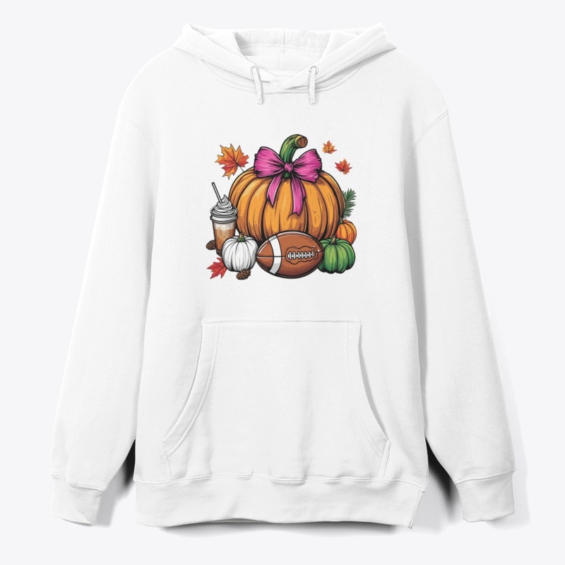 Pumpkin, Pink Bow & Football Fall Vibes