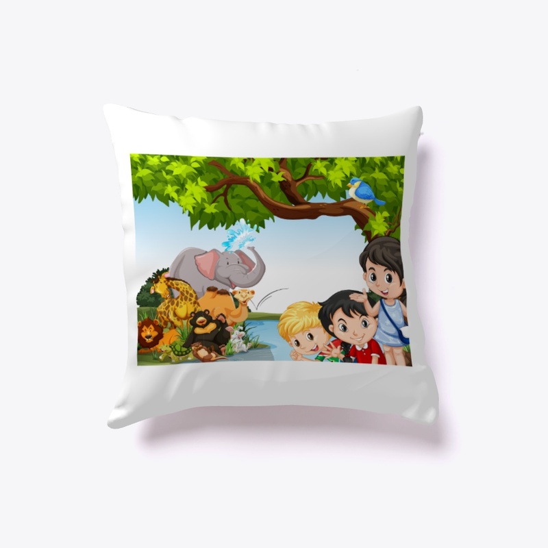 Wildlife Graphic White Pillow Cover-Tee