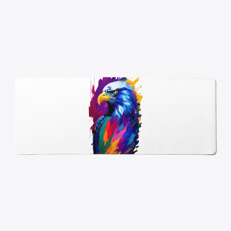 Vibrant Eagle in colorful splatter, left