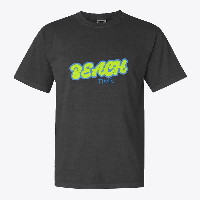 Beach Time fun Tee Green  Blue letters