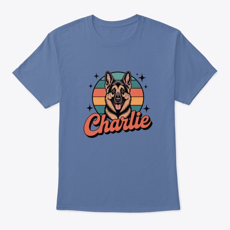 Charlie German Shepherd Retro Sunset Tee