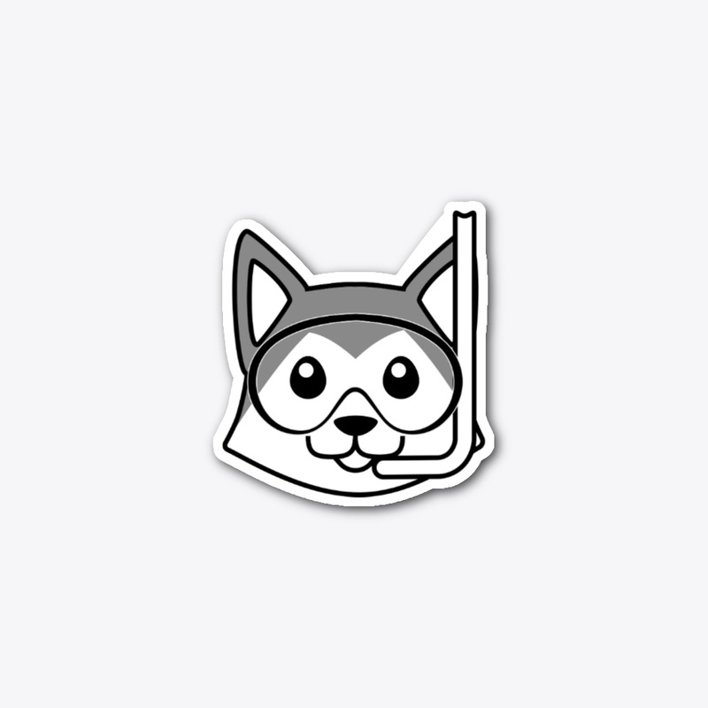 Snorkeling Husky Sticker