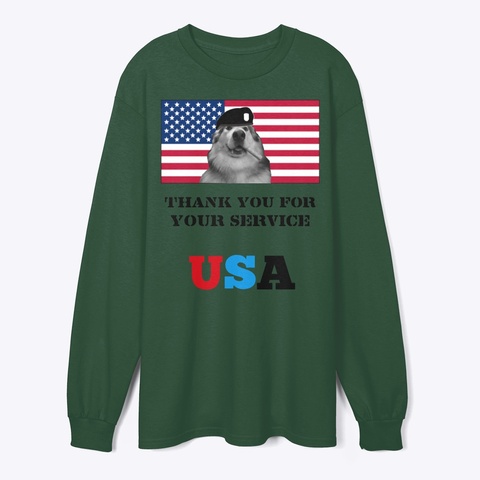 Usa Thank You! Forest Green T-Shirt Front