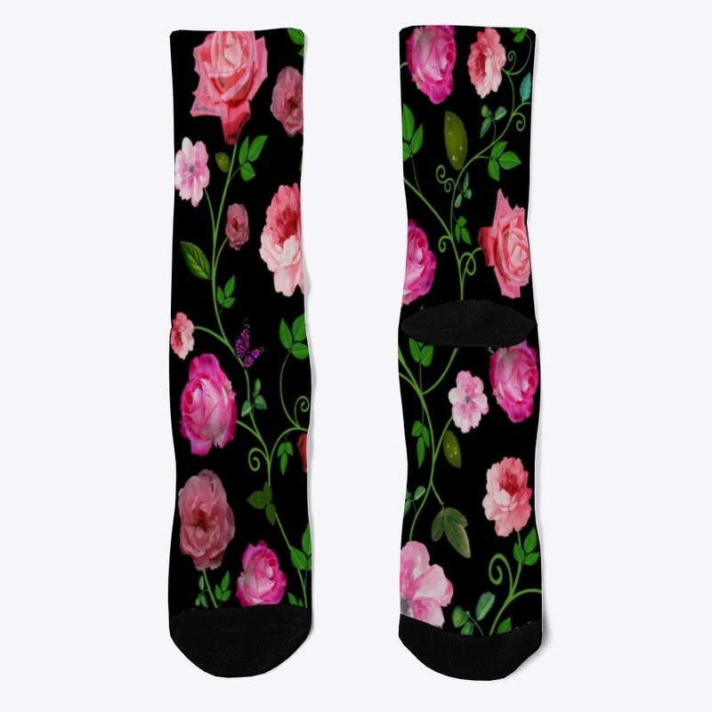 Roses on vines and butterfly