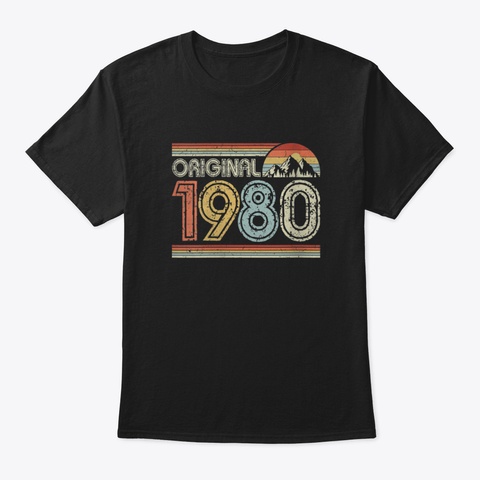 Born In 1980 Womens 1980 40 Th Birthday G Black T-Shirt Front