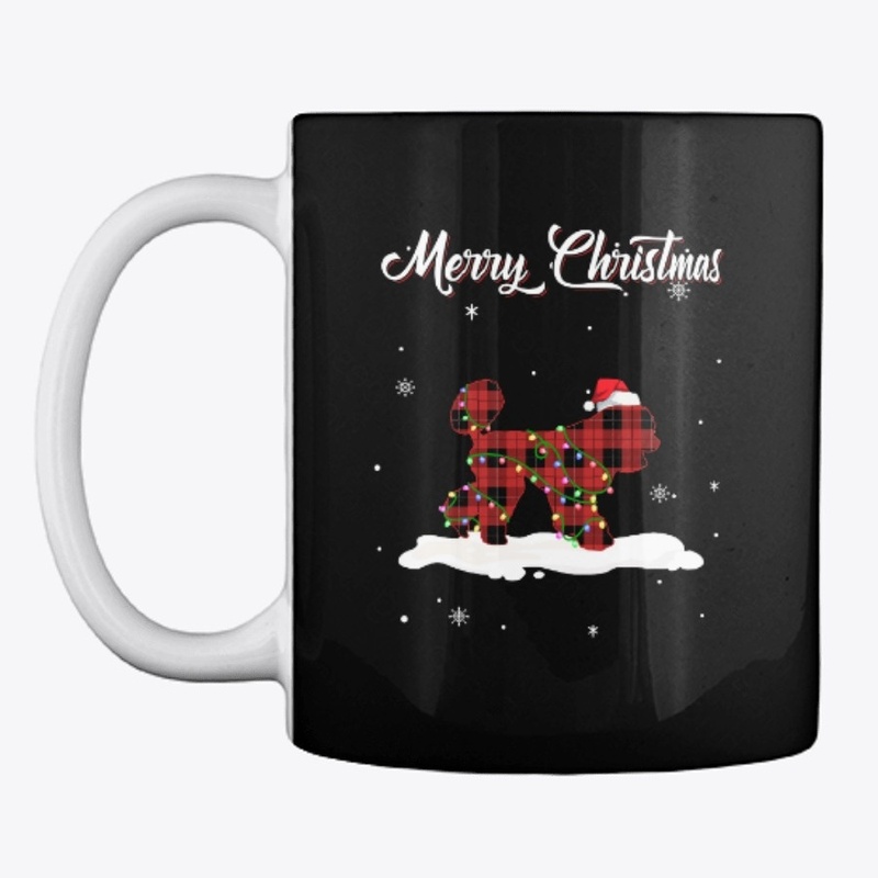 Poodle Christmas Red Plaid Dog Lover