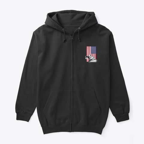 Lumberjack Usa Patriotic American Flag Black T-Shirt Front