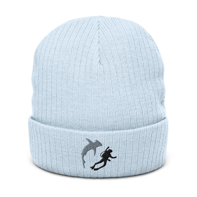 Embroidered Shark and Diver Beanie