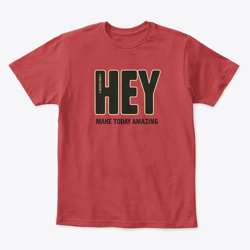 White T-Shirt Mockup with 'Hey' Text