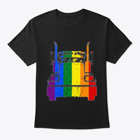 Gay Trucker Rainbow Flag Lgbt Rights Sup Black Maglietta Front
