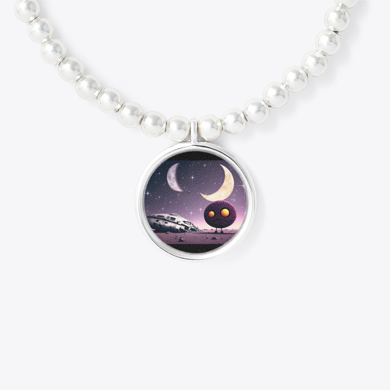Space alien and crashed spaceship