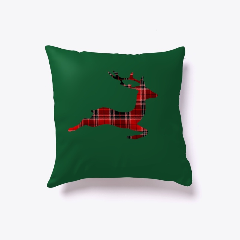Plaid Reindeer Pillow